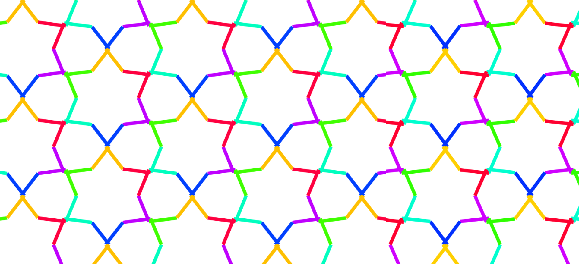 Layar penuh berisi pola=pola geometris warna-warni